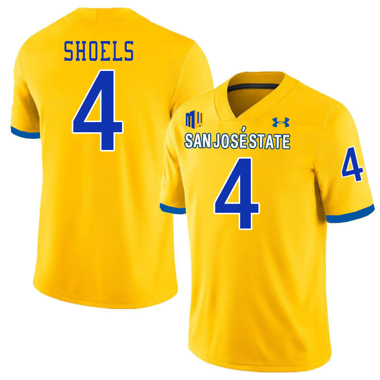#4 Kyri Shoels SJSU Jersey,San Jose State Spartans Football Jersey College Uniforms-Gold